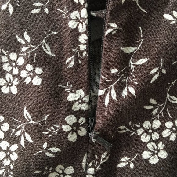 Eddie Bauer brown floral linen/cotton skirt - 10 - Picture 3 of 7